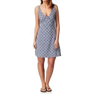 Patagonia Margot Organic Cotton Dress Size Small Blue White Geometric LIKE NEW